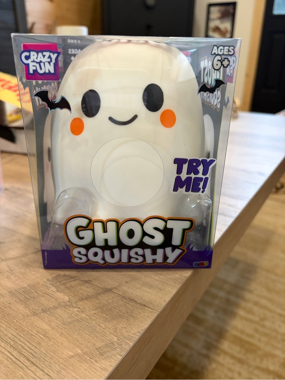 RMS Crazy Fun Ghost Squishy Plush - White with Orange Cheeks